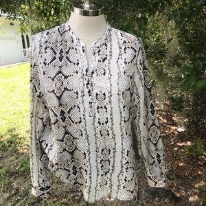 Violet & Claire Snake Skin Pattern Sheer Blouse